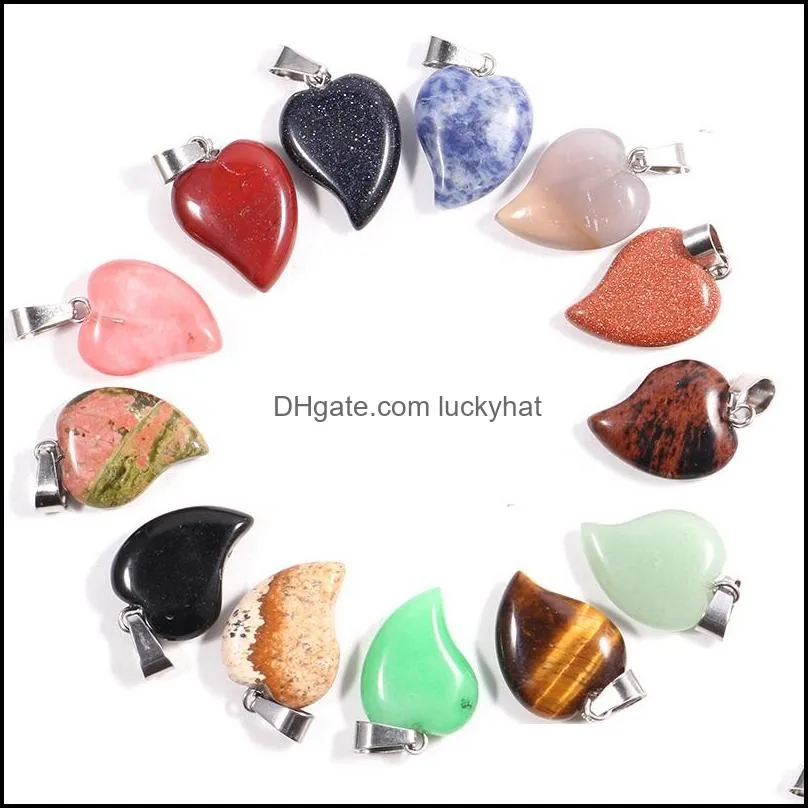 custom natural quartz heart stone charms pendant healing crystal hearts chakra crystal pendants charm for jewelry making