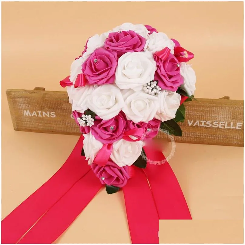 beautiful wedding bridal bouquets with handmade artificial flowers wedding supplies bride holding flowers brooch wedding bouquet