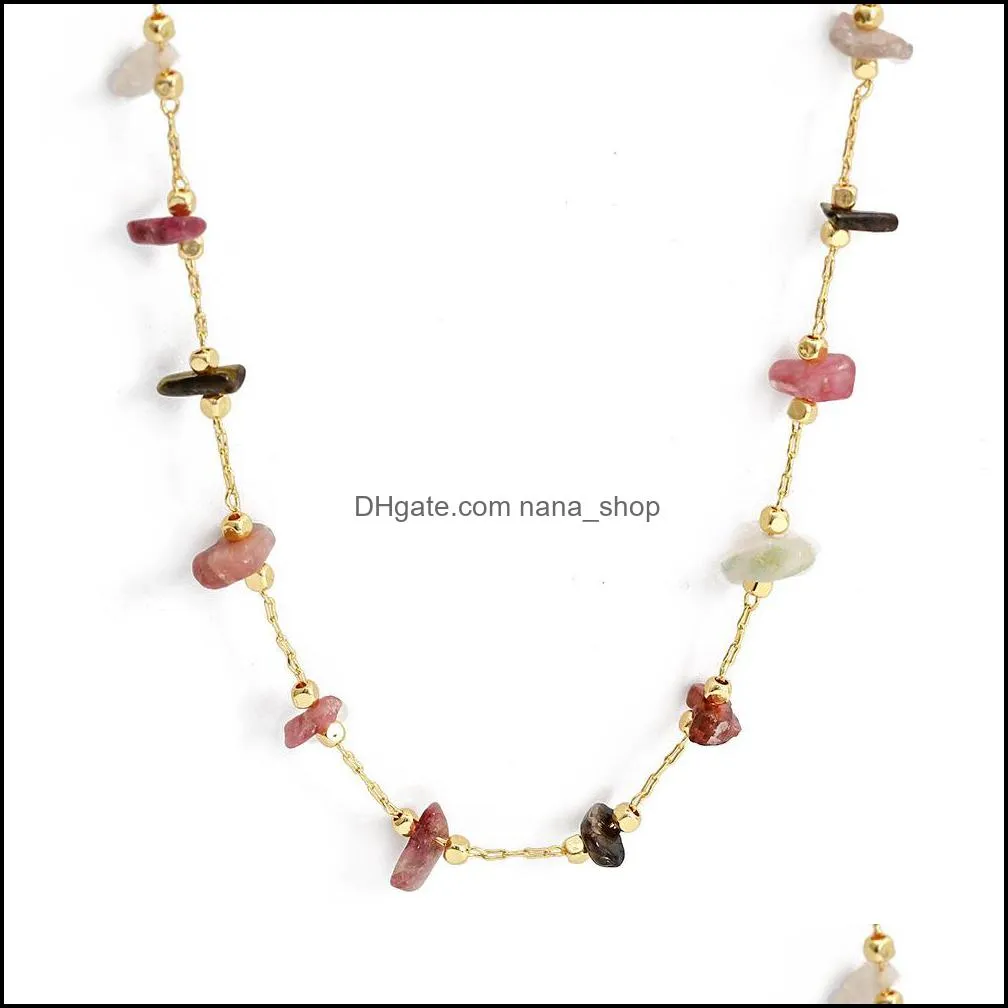 raw crystal chain necklace for women girls gemstone beads chakra anxiety amethyst aventurine rose quartz tiger eye obsidian choker