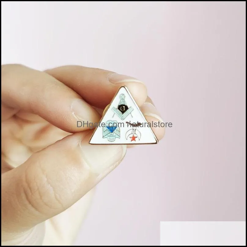 10pcs wholesale masonic scottish rite shriners lapel pins and brooch masons masonry metal enamel badge triangle square compass with