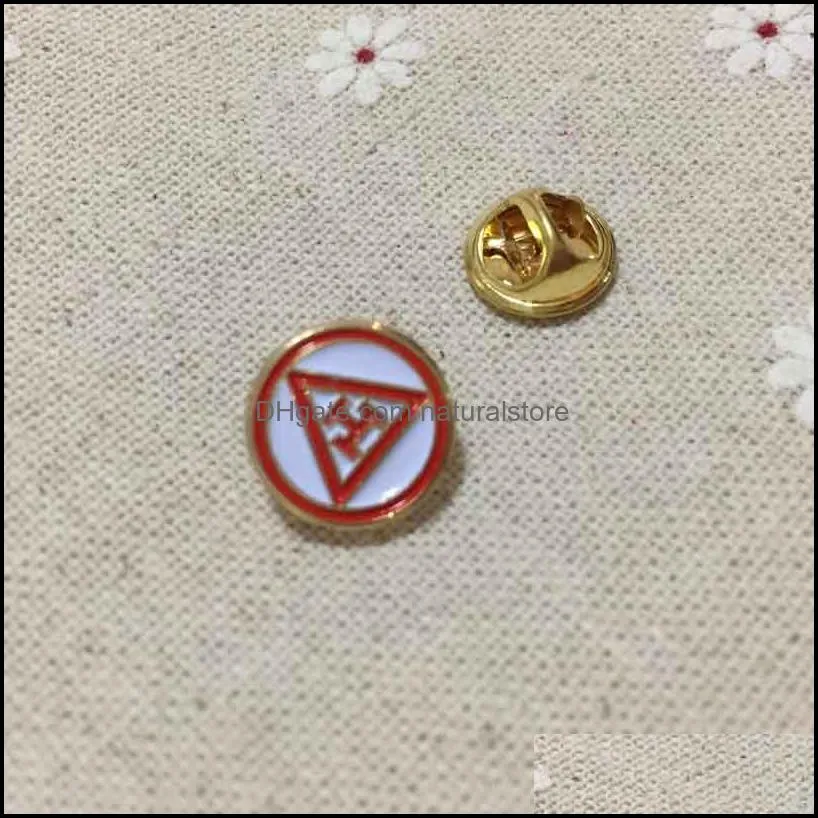 100pcs mason lapel pin customized enamel brooch round  rite triple tau circle masonic metal badges masonry pins