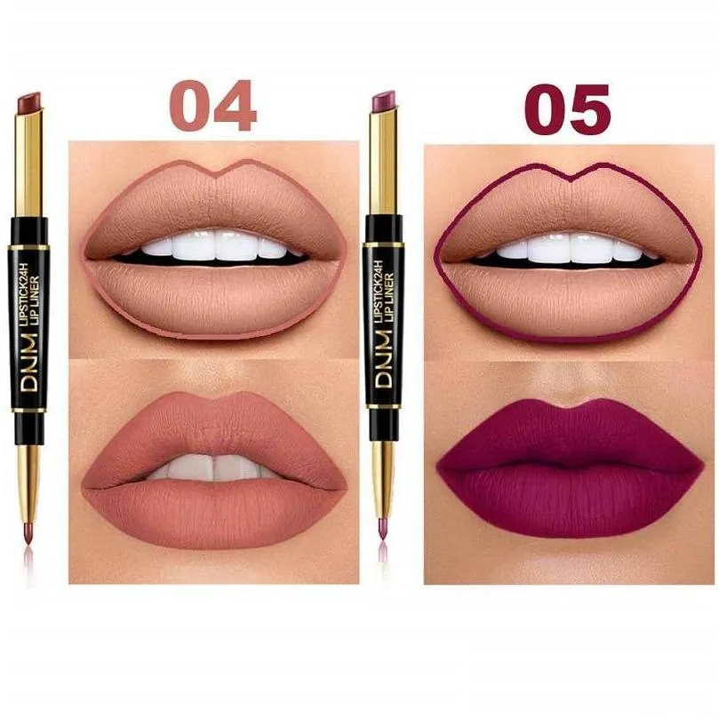 6pcs/set waterproof sweatproof long lasting lips lip gloss double head matte lipstick nonstick cup lipstick nonfading