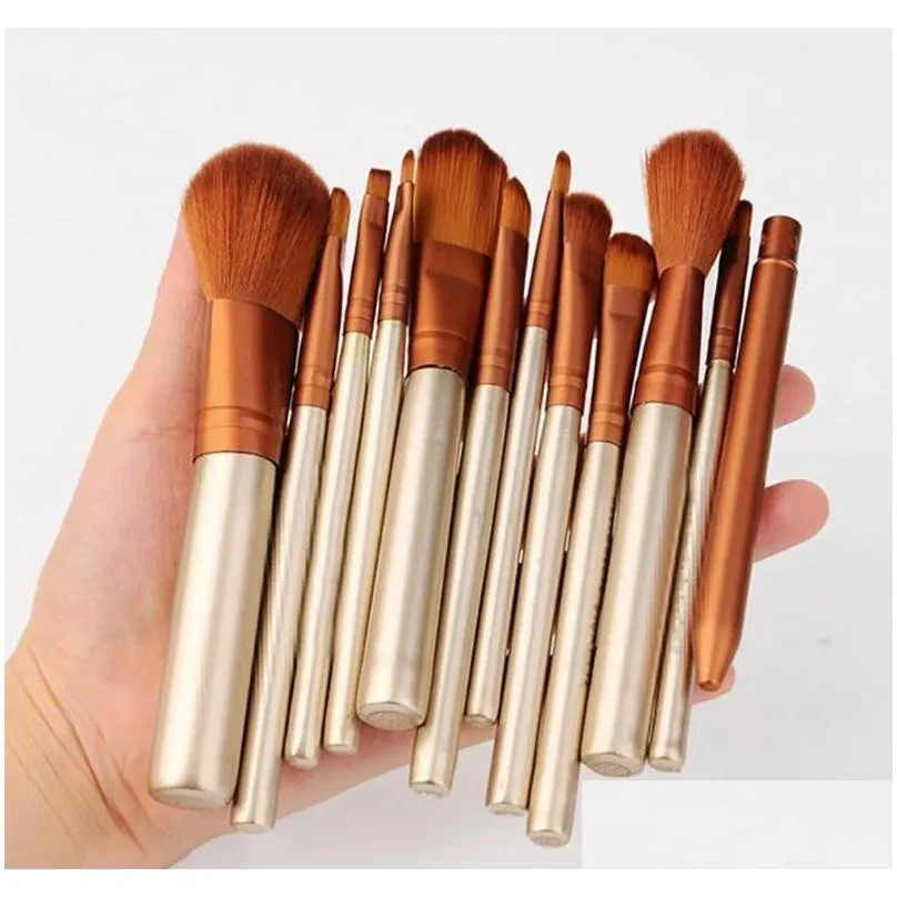 professional 12 pcs cosmetic facial make up brush tools makeup brushes set kit with retail box