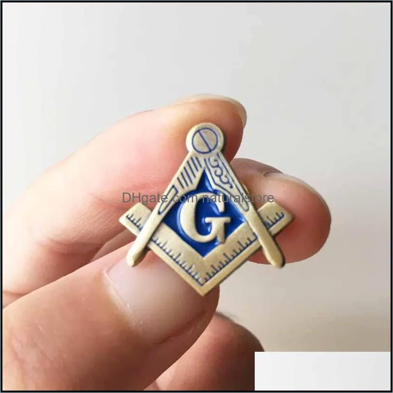 100pcs masonic lapel pin soft enamel metal badge mason masons brooch square and compass g blue lodge factory customized pins