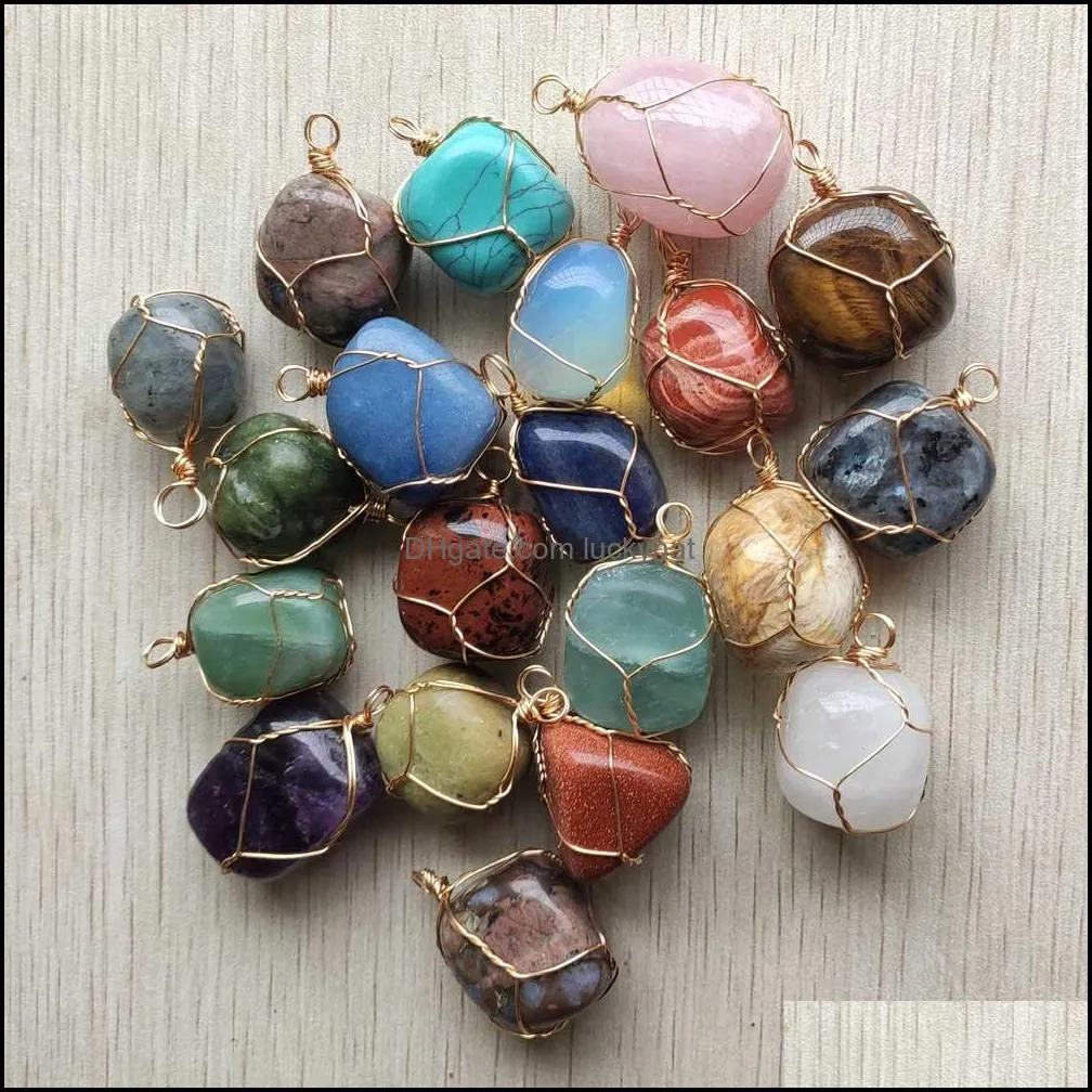 raw stone pendant irregular rose quartz agate tiger eye beads pendants gold charms for diy jewelry making necklace earrings