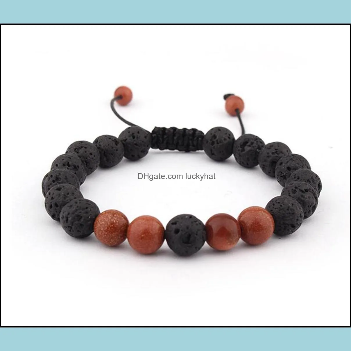 8mm beaded lava rock diffusion bracelet ladies mens braided rope natural bracelet birthday valentines day gift