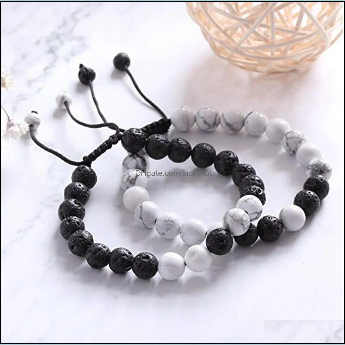 8mm beaded lava rock diffusion bracelet ladies mens braided rope natural bracelet birthday valentines day gift