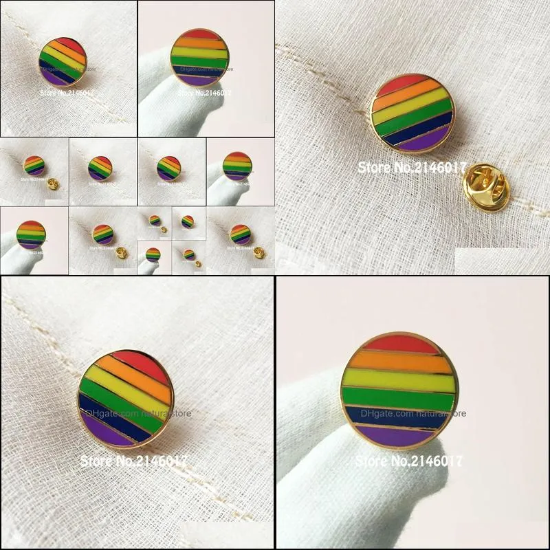 50pcs custom badge hard enamel pins and brooch rainbow cute unique gay pride les lesbian lapel pin colorful round metal craft
