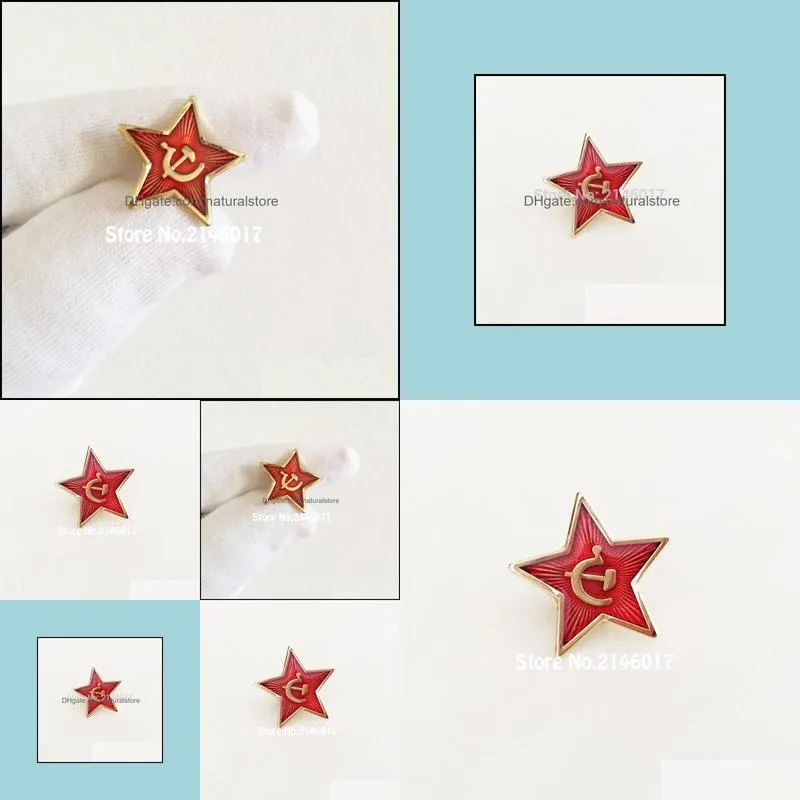 10pcs russia red star hammer sickle logo lapel pins brooch communism soviet union ussr pin cold war souvenir badge 20mm