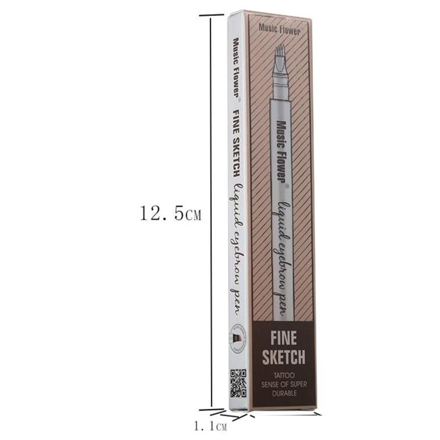 music flower liquid eyebrow pen enhancer four head eyebrow enhancer waterproof 3 colors chestnut brown dark grey makeup