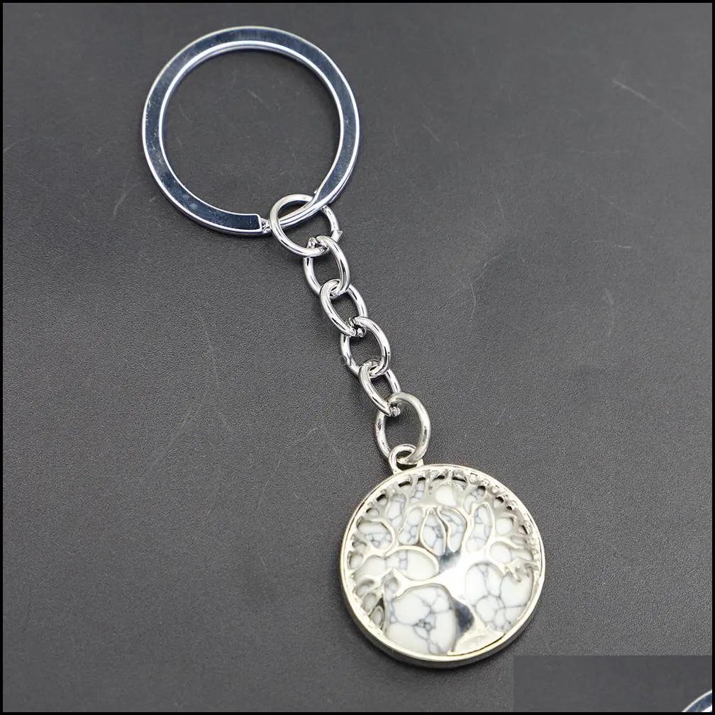 natural crystal stone original keychain tree of life lucky key ring car decor bag keyring reiki fashion accessories