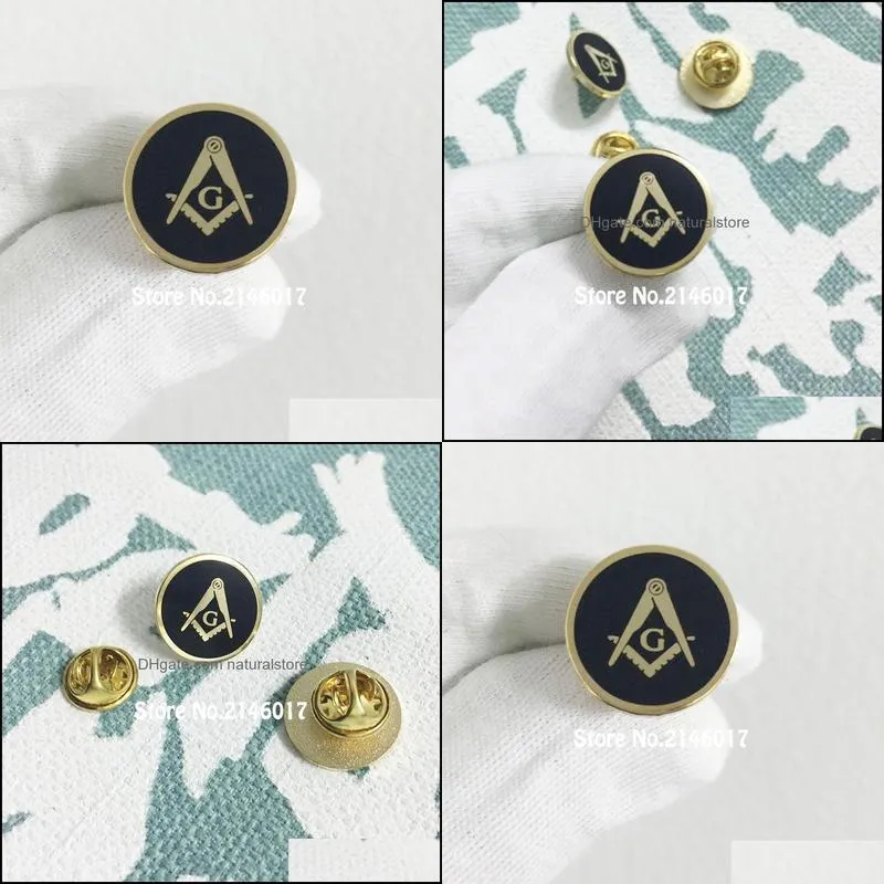 50pcs round shape masons brooch metal craft masonic square and compass with g customized pins badge masonry enamel lapel pin