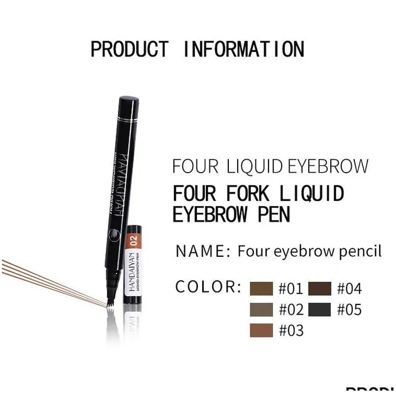 handaiyan waterproof eyebrow pencil wholesale crayon sourcil four pronged brow pencils tattoo eyebrows pen longlasting easy to wear makeup