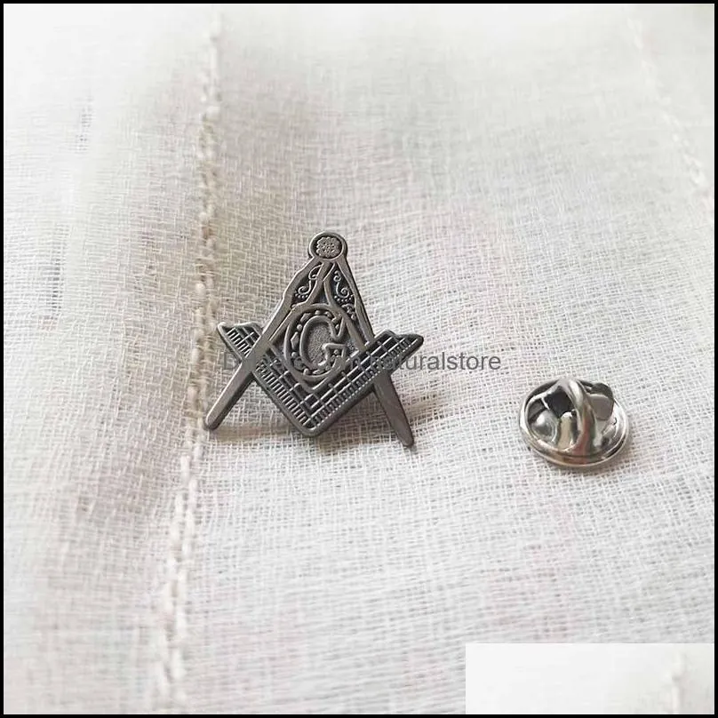 100pcs 2 degree letter g masons brooch antique silver color square and compass lapel pin wholesale masons metal badge masonic