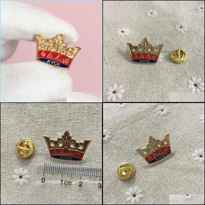 10pcs wholesale masons enamel brooch crown souvenir badges metal crafts masonic kych knight commander court of honor lapel pin