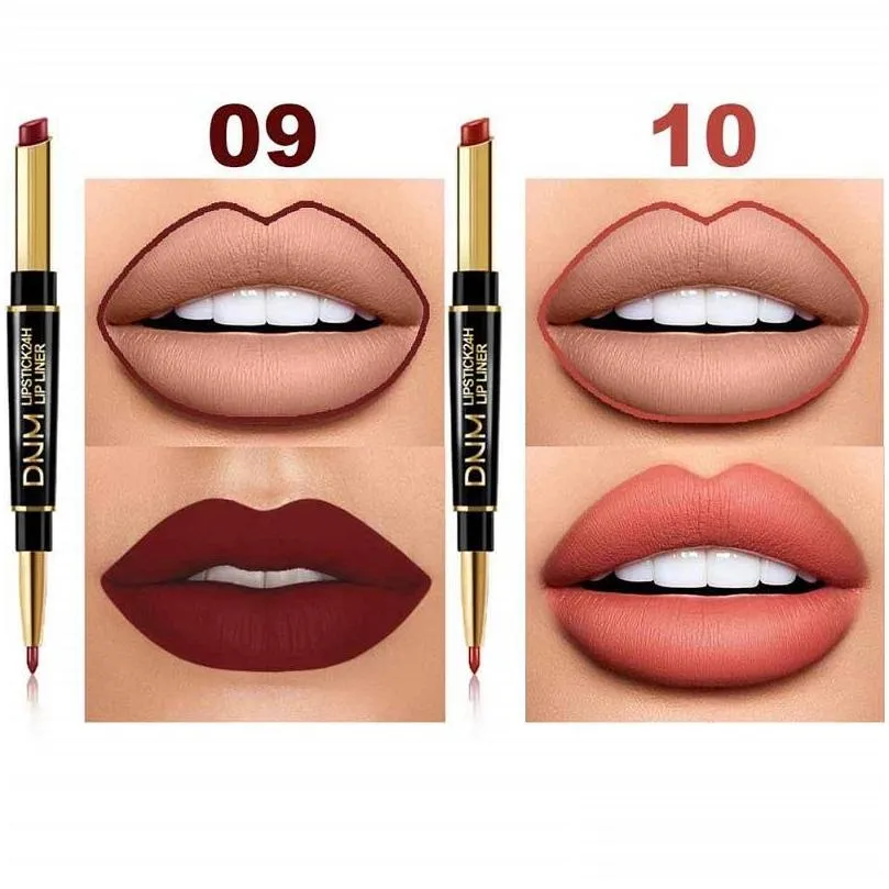 6pcs/set waterproof sweatproof long lasting lips lip gloss double head matte lipstick nonstick cup lipstick nonfading