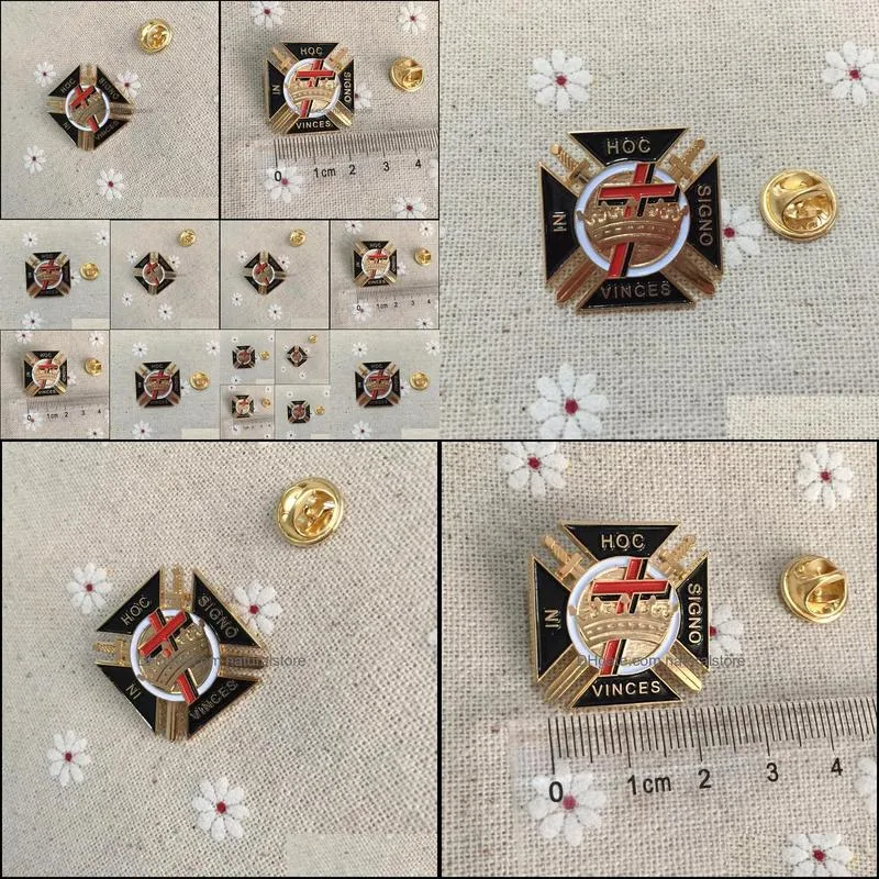 100 pcs/lot wholesale custom malta cross knights templar commandery pin badges mason brooch and lapel pins metal craft