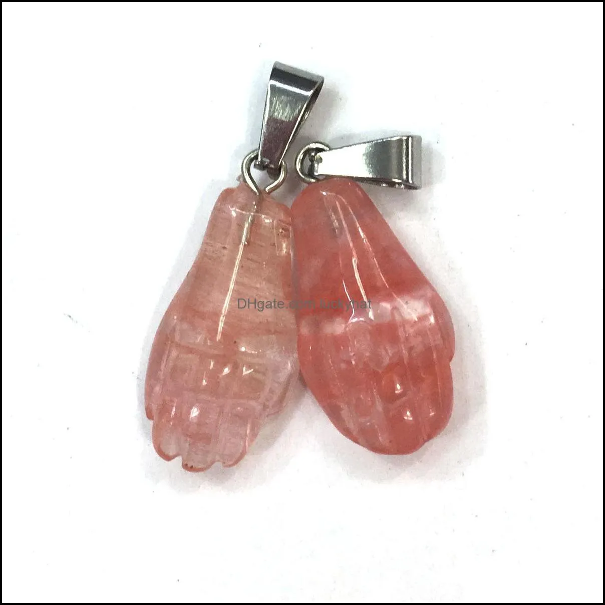 palm hand shape rose quartz crystal stone charms pendant natural crystal bead pendants for jewelry making