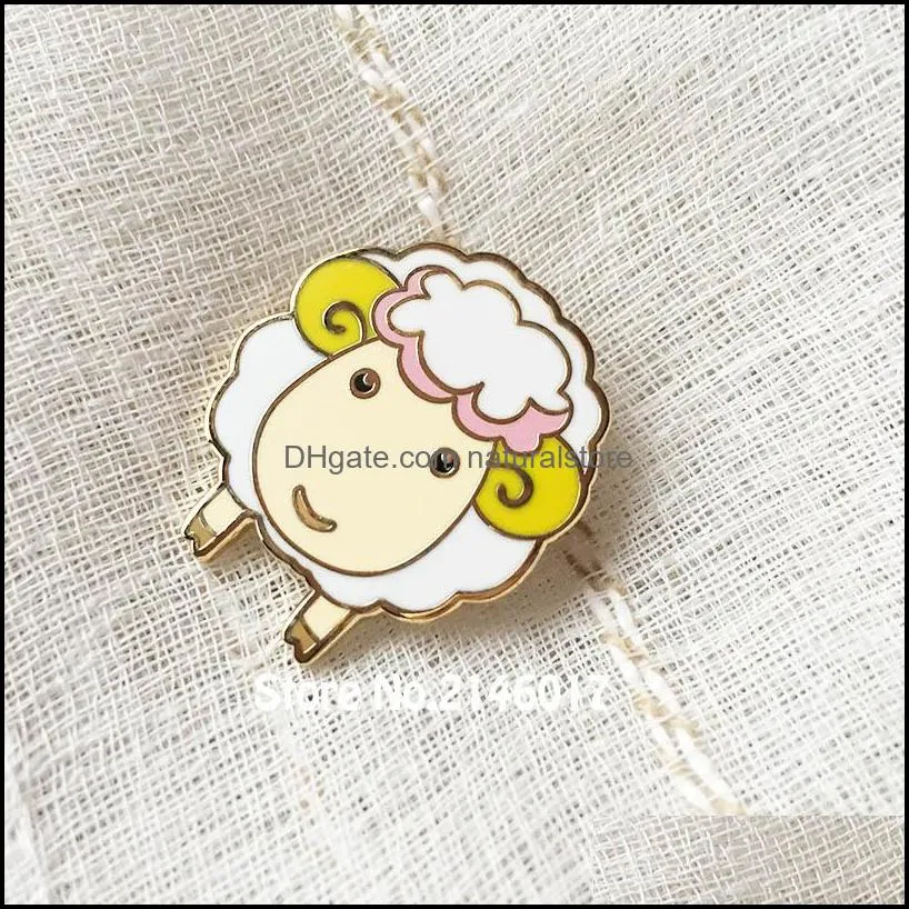 10pcs ram lovely animal goat brooch factory custom made cute alpaca lapel pin badge hard enamel sheep pins metal craft gift