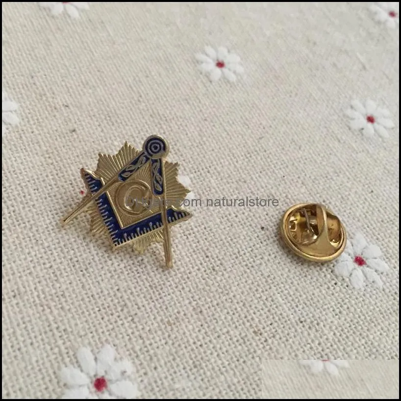 10pcs blue lodge square and compass with sunburst lapel pin for the mason masonic pins badge and brooch