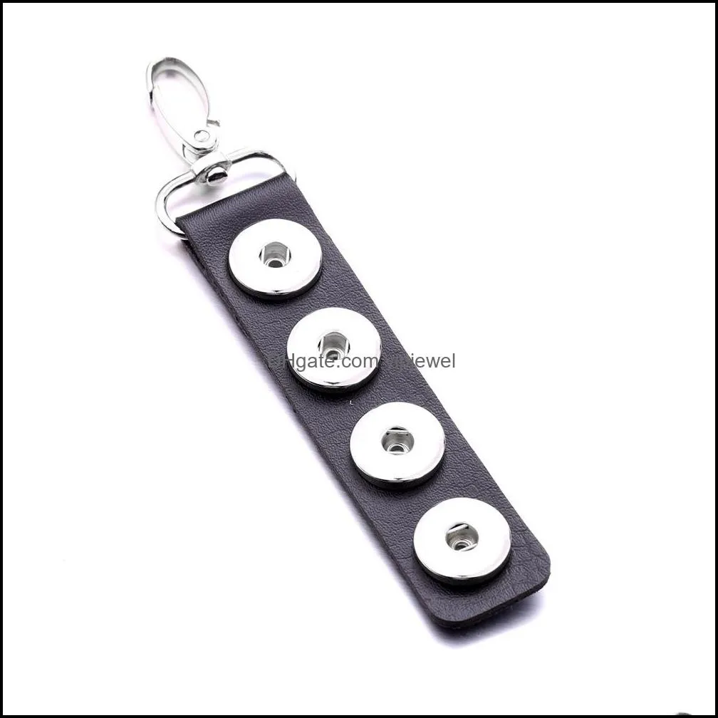 long rectangle pu leather snap button key rings chain keychains fit diy 18mm snaps jewelry