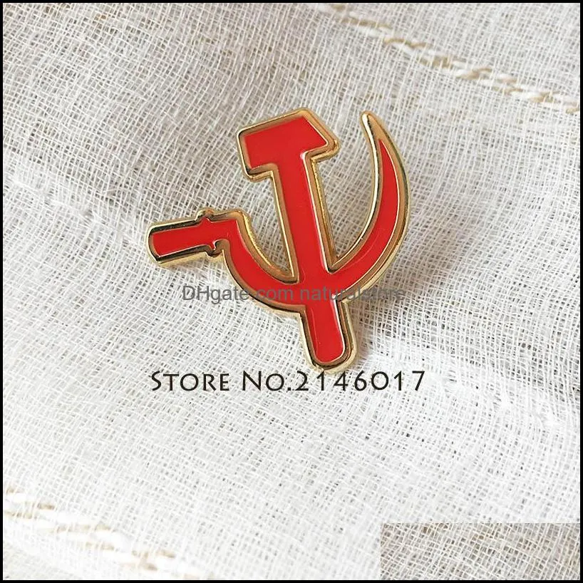 50pcs russia custom pin sovjet sikkel hamer lapel pins military badge 25mm cccp ussr soviet sickle hammer red enamel brooch