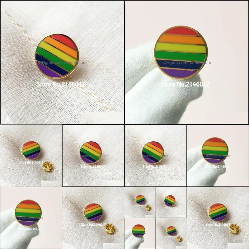 50pcs custom badge hard enamel pins and brooch rainbow cute unique gay pride les lesbian lapel pin colorful round metal craft