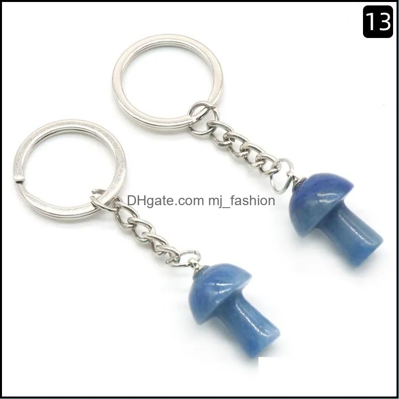 mix natural stone key chain ring mushroom pendant keychains cute mini statue charms keychain pendant lovely keyring for car bag