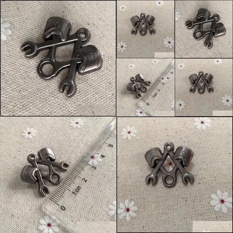 50pcs hat jacket lapel pin piston wrench antique nickel biker factory wholesale 3d masons brooch pins masonic tools