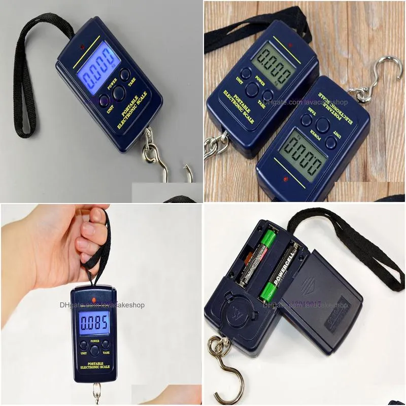 300pcs 40kg digital luggage handy scales 88lb 1410oz lcd display hanging fishing weight scale