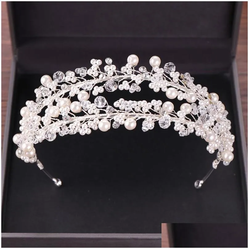 white pearl bridal headpieces tiaras women haribands crown for brides hair jewelry wedding hair accessories headwear headbands cl0404