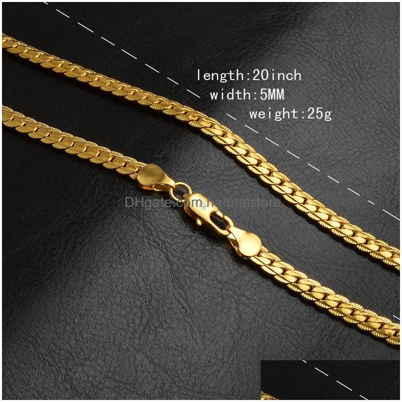 8 styles hip hop 18k gold plated chains necklaces mens cuban box snake twisted choker 20inch necklace for women fashion jewelry gift