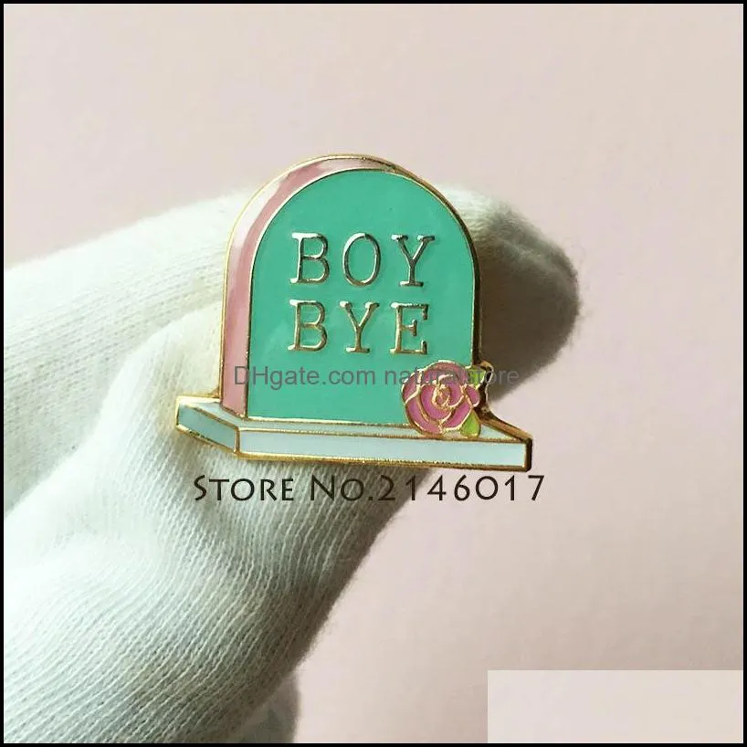 10pcs 90s fashion gravestone boy bye lapel pin feminism womens rights feminist grave tomb enamel brooch custom pins badge