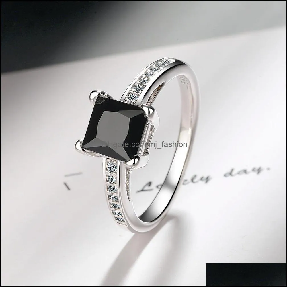 square zicron ring silver plated fantasy colorful friendship wedding patery rings jewelry gift ladies girl size 5 6 7 8 9 10