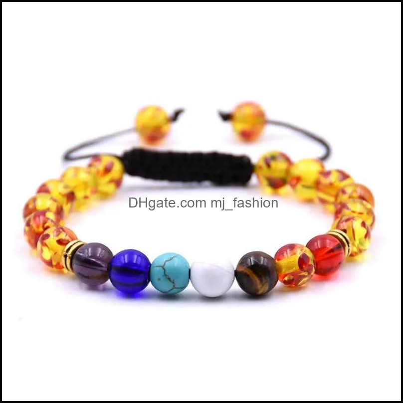 ladies 8mm lava rock 7 chakras aromatherapy  oil disperser bracelet braided natural stone yoga bead bracelet bracelet