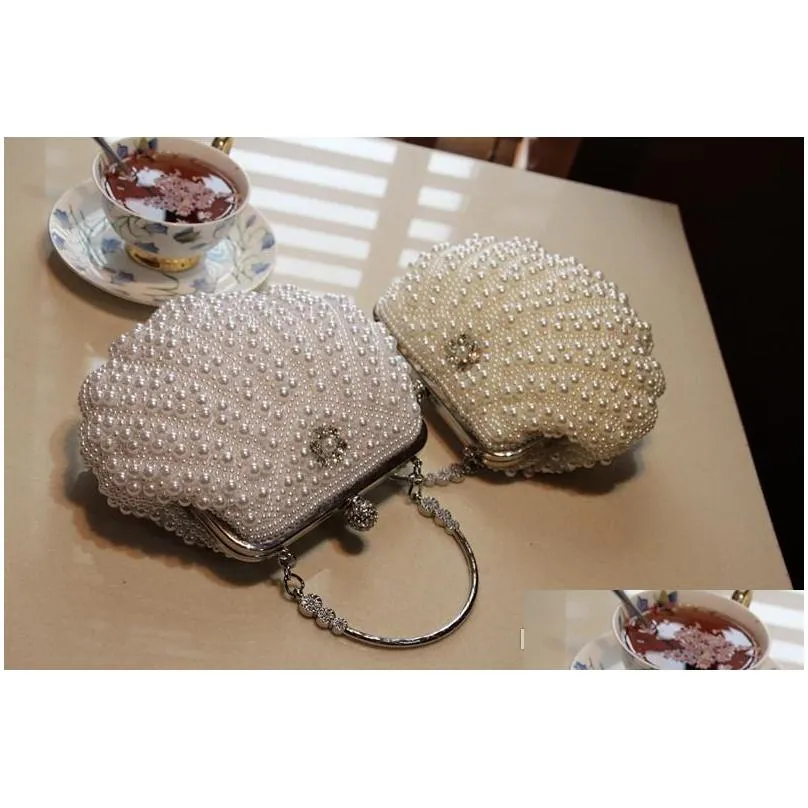 creative pearl beading evening bag bridal wedding party diamond clutch purse small chain handbags banquet mini day wallet purse