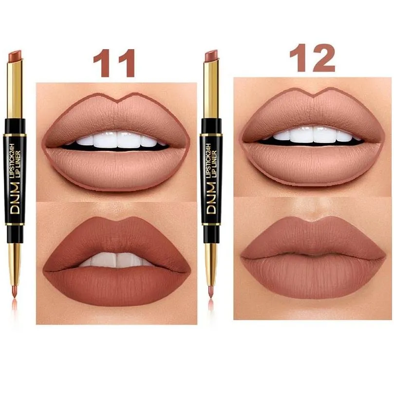 6pcs/set waterproof sweatproof long lasting lips lip gloss double head matte lipstick nonstick cup lipstick nonfading