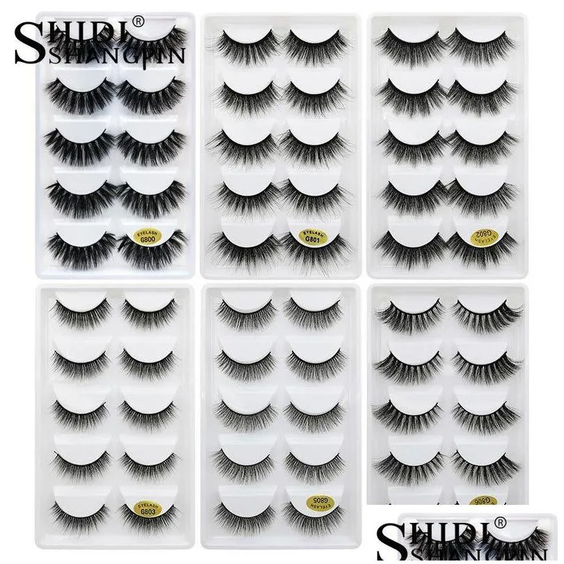 5 pair eyelashes 3d mink lashes soft thick eyelash g800 crisscross winged natural long no fall off makeup wholesale lash