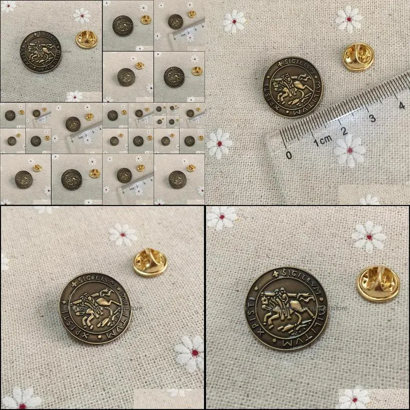 10pcs templar seal crusaders solomons temple lapel pin masons badge knights masonic pins and brooches