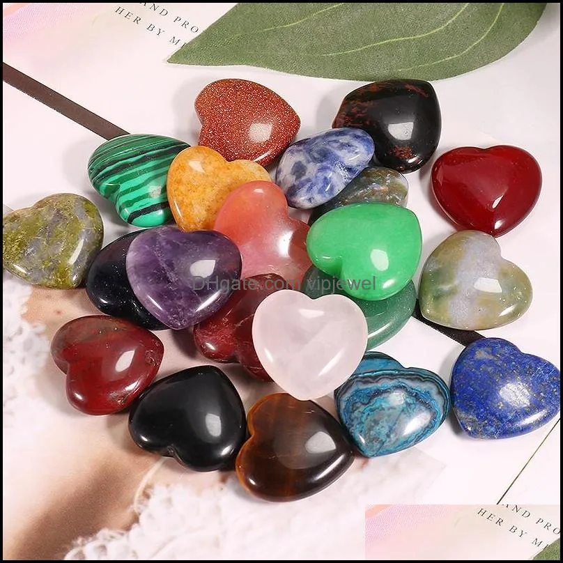 customized 20x6mm natural quartz gemstone puffy crystal stone mini heartshaped crystals pendant love healing gemstones