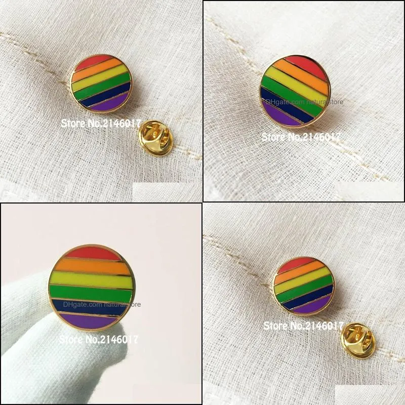 50pcs custom badge hard enamel pins and brooch rainbow cute unique gay pride les lesbian lapel pin colorful round metal craft