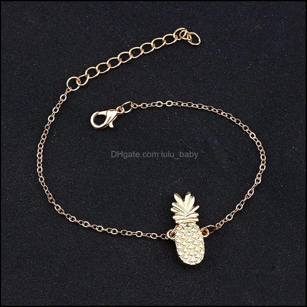 lovely hollowedout threedimensional pineapple ankle chain alloy fruit ankle chain