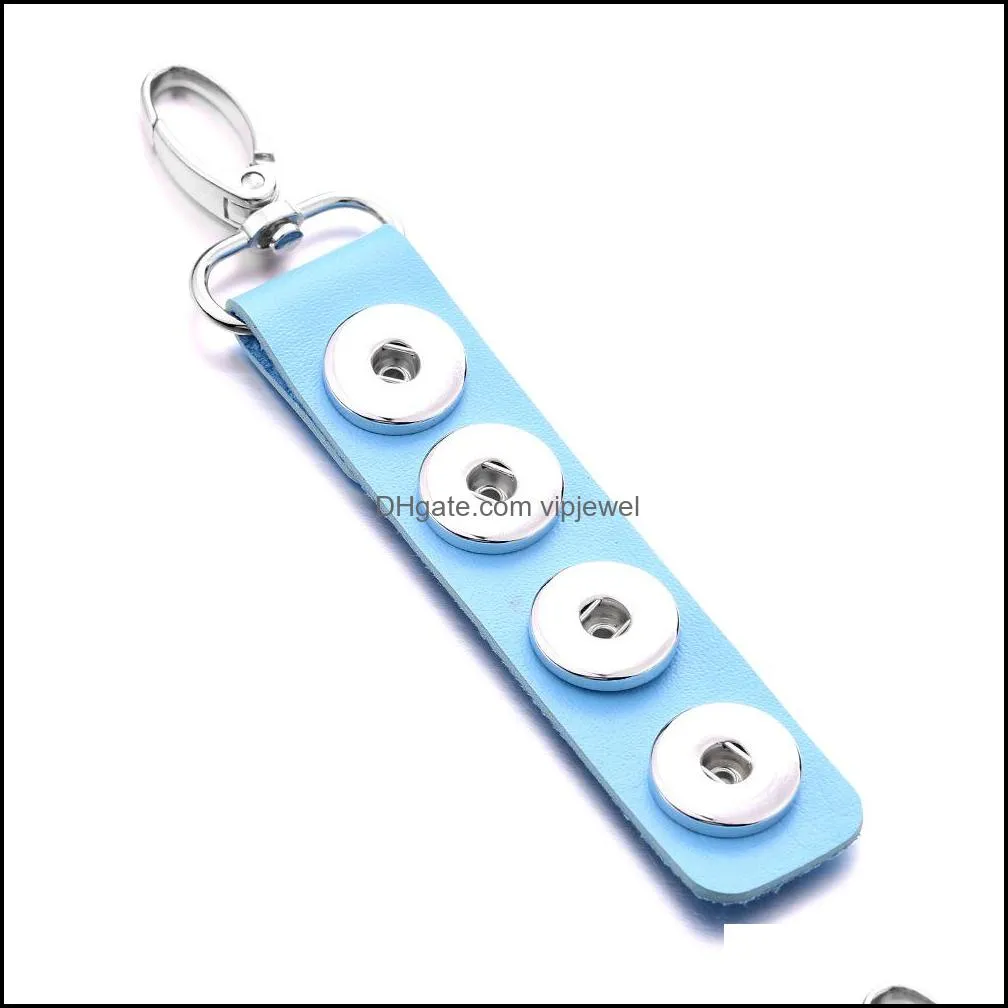 long rectangle pu leather snap button key rings chain keychains fit diy 18mm snaps jewelry