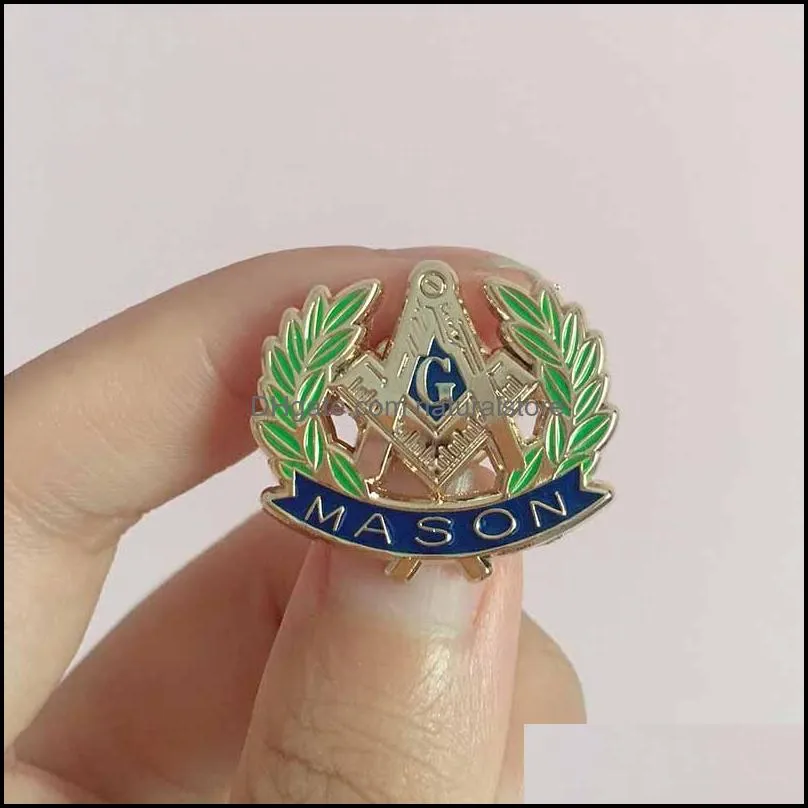 50pcs square and compass g brooch wreath hat lapel pin 1 masonic mason enamel pins mason metal badge blue lodge