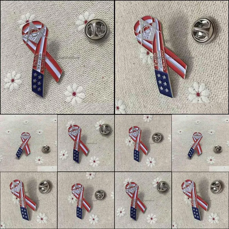 10pcs us flag enamel brooch pins faith hope charity masonic lapel pin square and compass mason mason cancer awareness ribbon badge