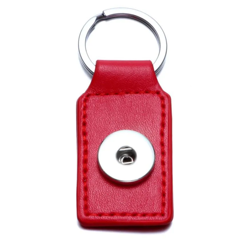 fashion 8 colors pu leather snap button keychain snap key rings fit diy 18mm snap jewelry