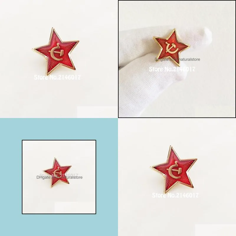 10pcs russia red star hammer sickle logo lapel pins brooch communism soviet union ussr pin cold war souvenir badge 20mm