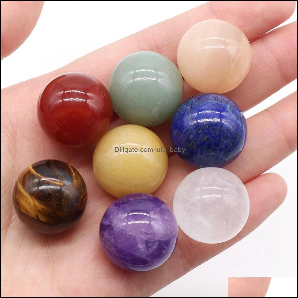 20mm natural gemstone round beads for diy making jewelry nodrilled hole loose reiki healing energy stone crystal sphere balls