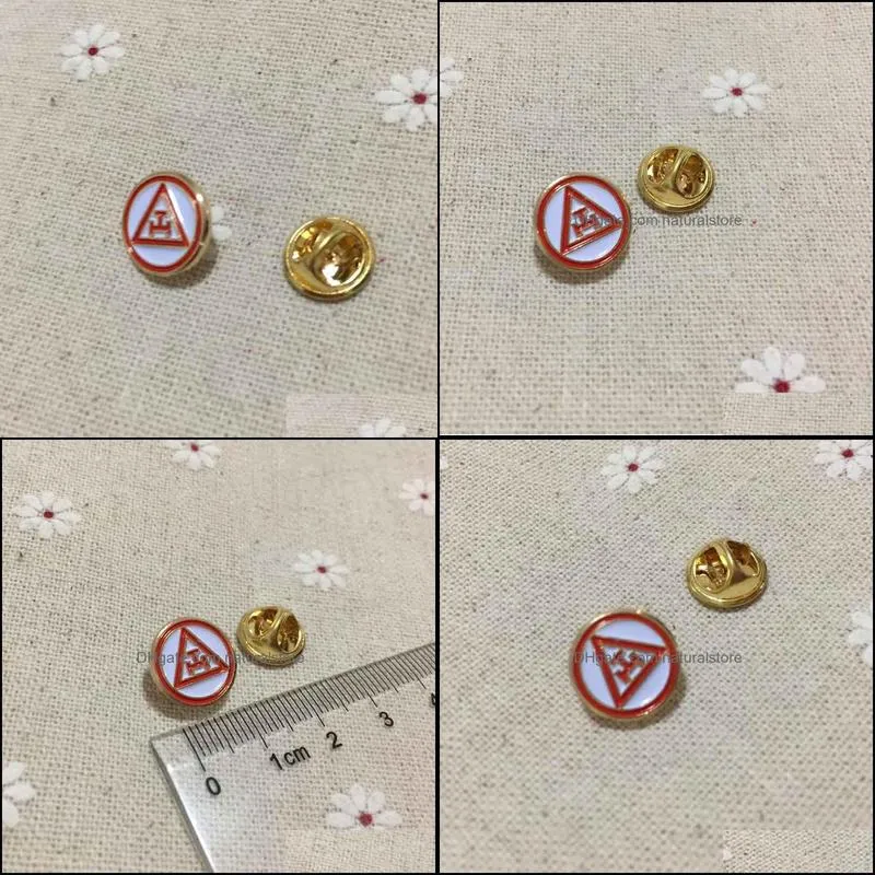 100pcs mason lapel pin customized enamel brooch round  rite triple tau circle masonic metal badges masonry pins