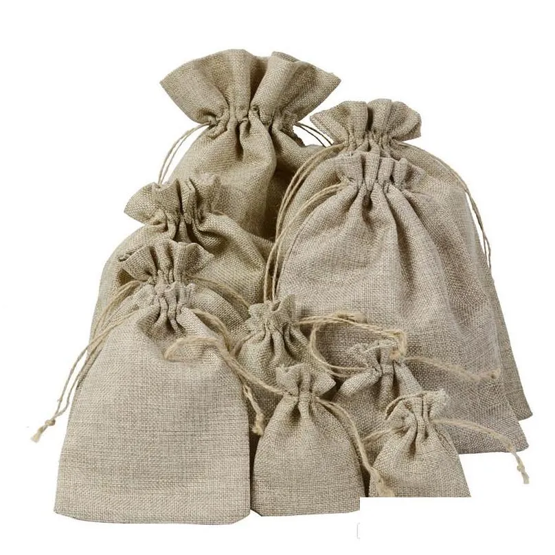 natural jute drawstring bags stylish hessian burlap wedding favor holders for coffee bean candy gift bag pouch